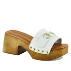 Sloane Leather Wood Heel Slide