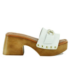 Sloane Leather Wood Heel Slide