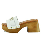 Sloane Leather Wood Heel Slide