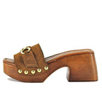 Sloane Suede Wood Heel Slide