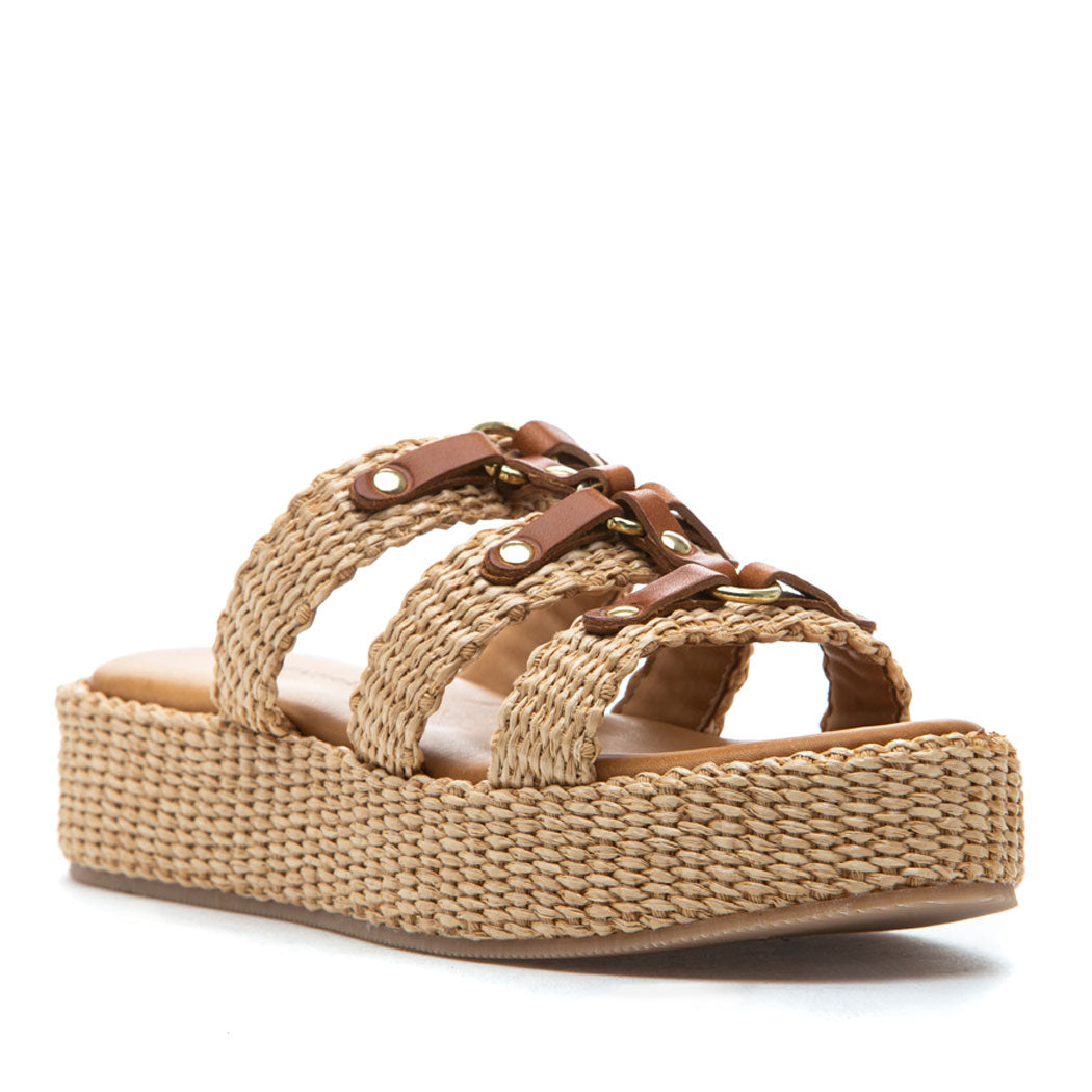 Sophia Raffia Platform Slide – Footnotes