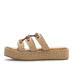 Sophia Raffia Platform Slide