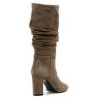 Violet Suede Heel Slouch Boot