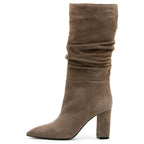 Violet Suede Heel Slouch Boot