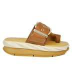 Mellow-Glow Leather Buckle Wedge Thong