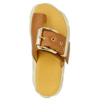 Mellow-Glow Leather Buckle Wedge Thong