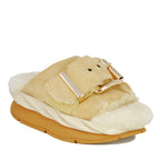 Mellow-Laze Shearling Suede Wedge Slide