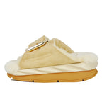 Mellow-Laze Shearling Suede Wedge Slide