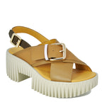 Plia-Juno Leather Buckle Platform Sling