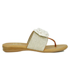 Nara Linen Flower Flat Sandal