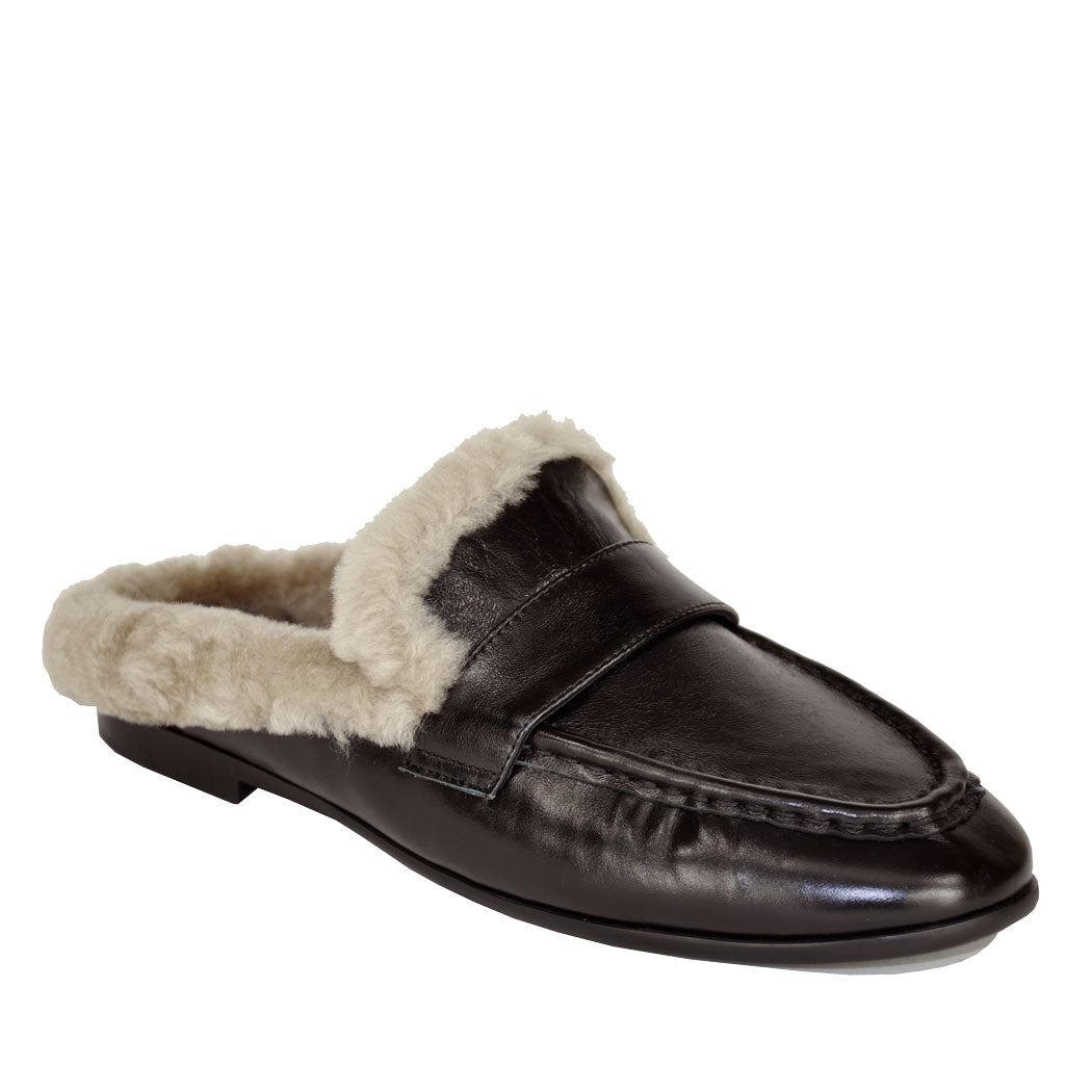 Theo Leather Fur Mule