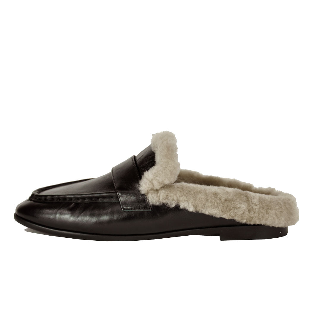 Theo Leather Fur Mule