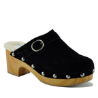 Carlie Suede Wood Fur Clog