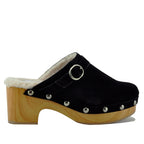 Carlie Suede Wood Fur Clog