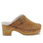 Carlie Suede Wood Fur Clog