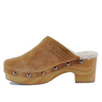 Carlie Suede Wood Fur Clog