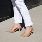 Crystal Raffia Slingback Heel