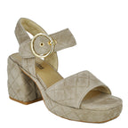 Moppet Suede Quilted Heel Sandal