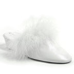 17715 Leather Marabou Wedge Slipper