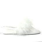 17715 Leather Marabou Wedge Slipper