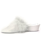 17715 Leather Marabou Wedge Slipper