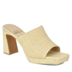 Caviar Raffia Platform Heel Slide