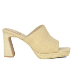 Caviar Raffia Platform Heel Slide