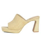 Caviar Raffia Platform Heel Slide