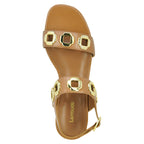 Milan Leather  Ornament Flat Sandal