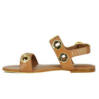 Milan Leather  Ornament Flat Sandal