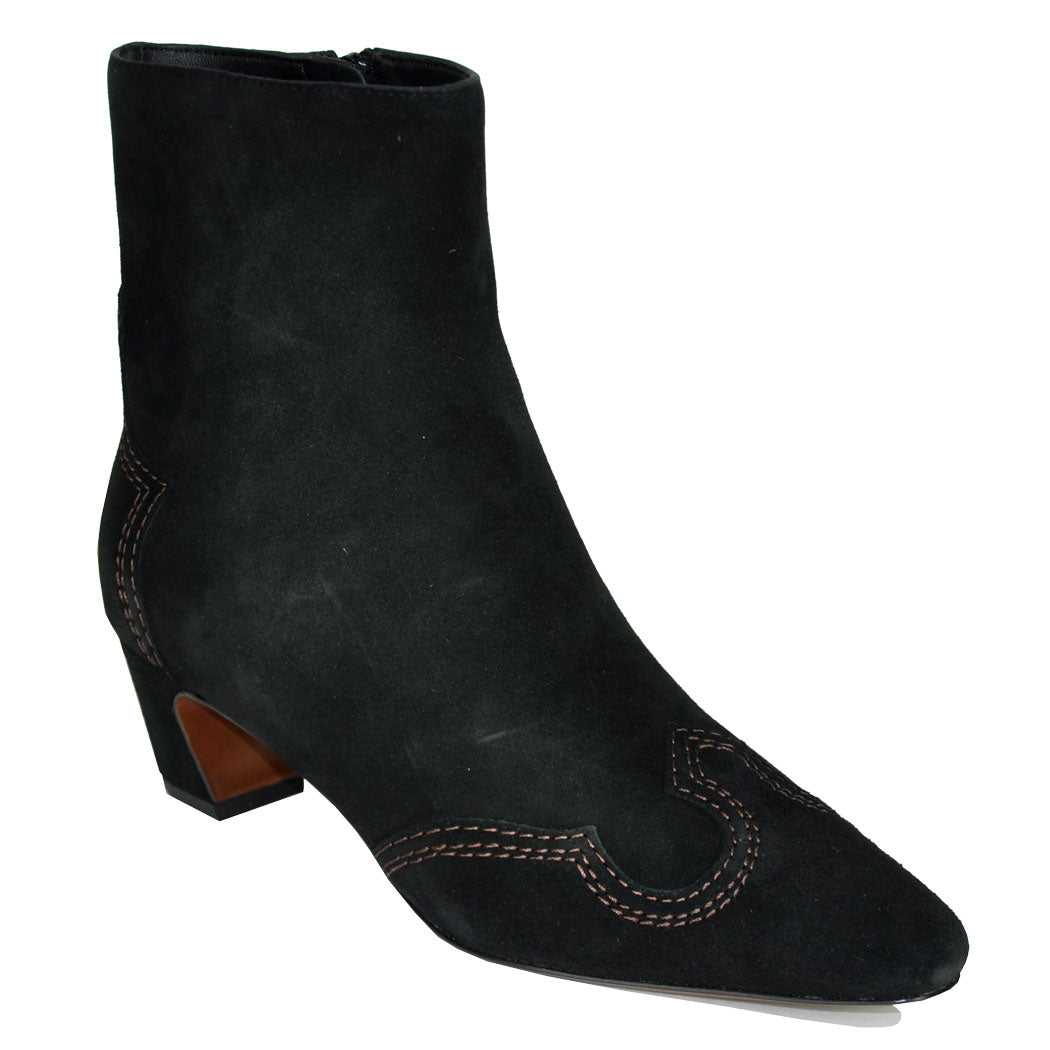 Aspen Suede Embroidered Heel Bootie