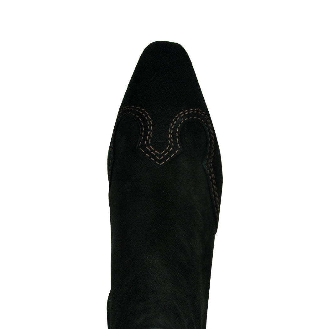 Aspen Suede Embroidered Heel Bootie