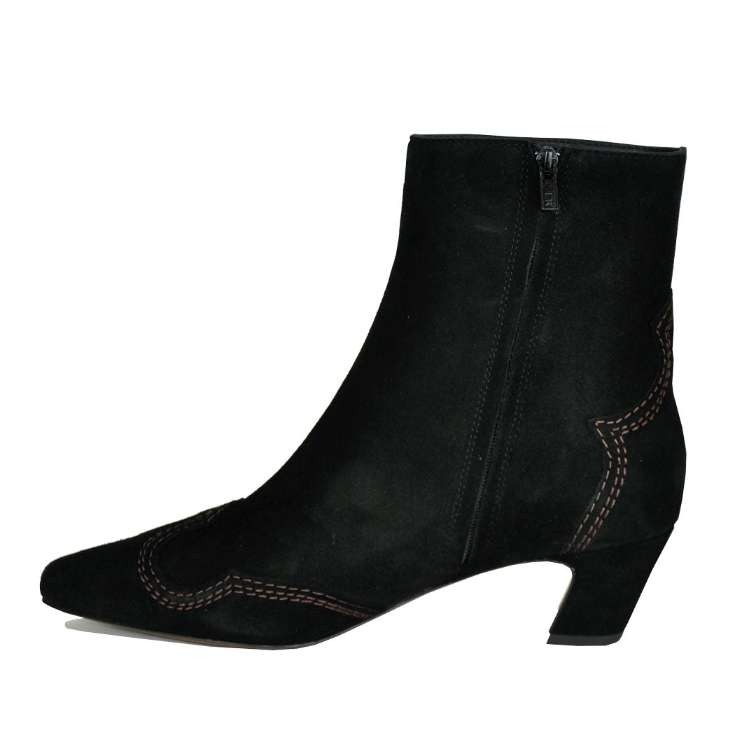 Aspen Suede Embroidered Heel Bootie