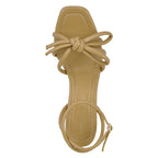 Mikel-Midheel Leather Bow Sandal