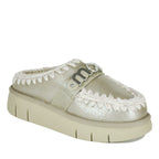 BounceClog-1001B Leather Fur Wedge Clog
