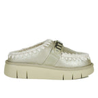 BounceClog-1001B Leather Fur Wedge Clog