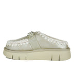 BounceClog-1001B Leather Fur Wedge Clog