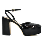 Lurex Paillette Satin Platform Sandal