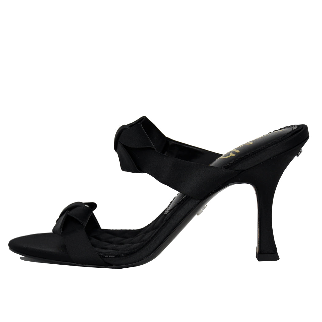 Jasmine Satin Bow Heel Slide