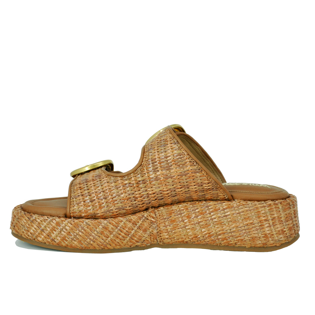 Nerissa Raffia Buckle Wedge Slide