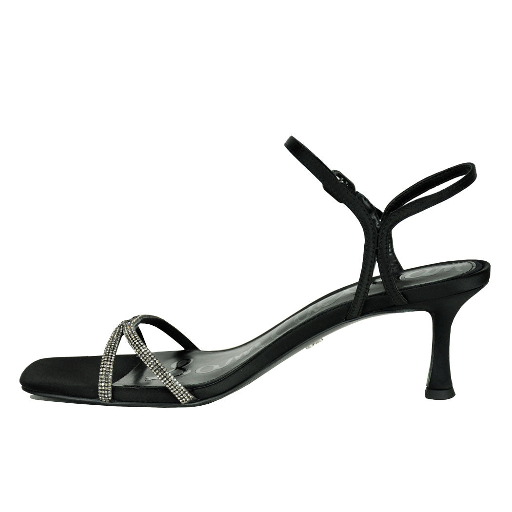 Presley-Glam Satin Stone Heel Sandal