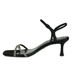 Presley-Glam Satin Stone Heel Sandal