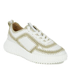 Carrie Leather Raffia Stitch Sneaker