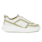 Carrie Leather Raffia Stitch Sneaker