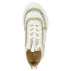 Carrie Leather Raffia Stitch Sneaker