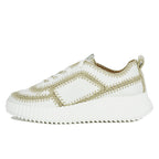 Carrie Leather Raffia Stitch Sneaker