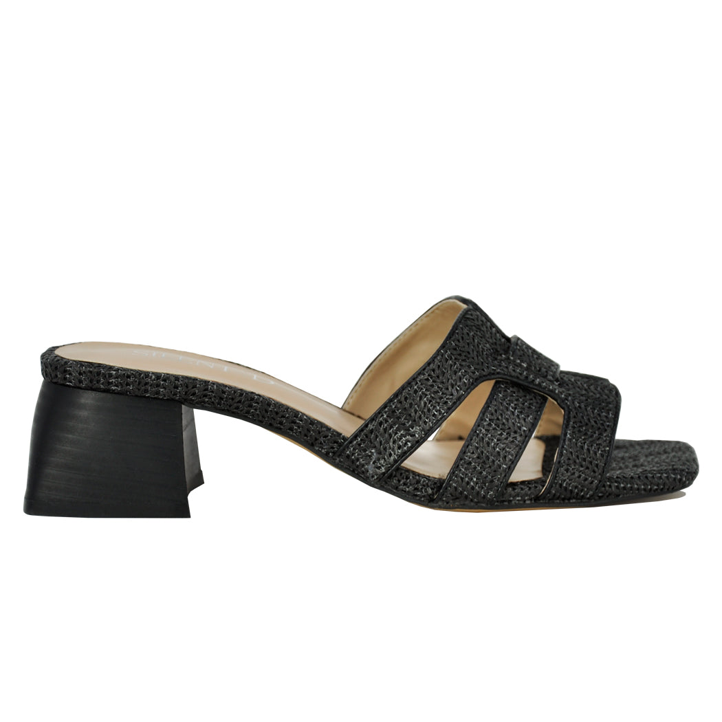 Piper Raffia Block Heel Slide – Footnotes