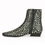 Wally-Flat-Ankle Studded Leather Flat Boot