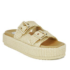 Steve Madden - Karrigan - Raffia Buckle Platform Slide