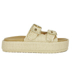 Steve Madden - Karrigan - Raffia Buckle Platform Slide